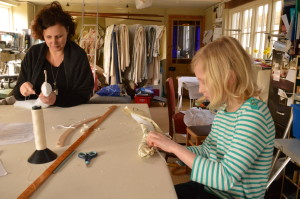 Louisa and Imogen sewing